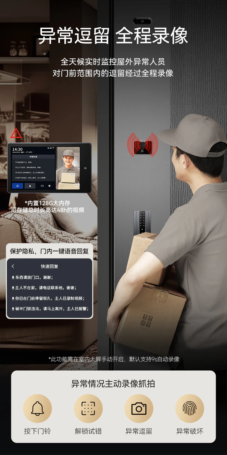 天能智能门M3plus︱Ai三摄监控 门锁一体