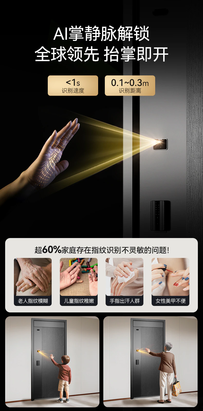 天能智能门M3︱Ai双摄监控 门锁一体