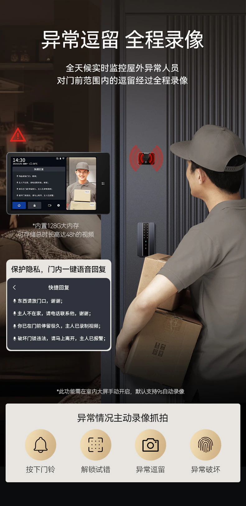 天能智能门M8plus升级版︱精雕铸铝 Ai三摄监控